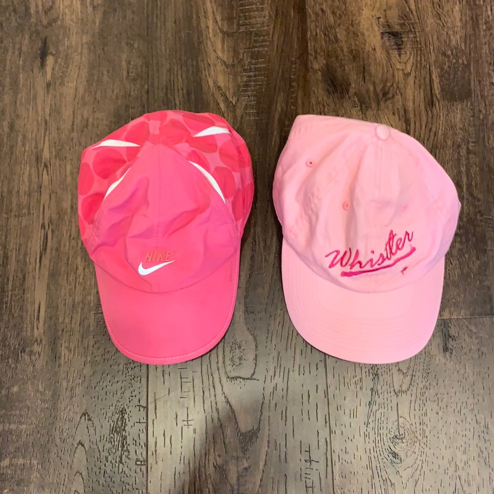 One Nike pink Runners Cap + One Pink Whistler Cap